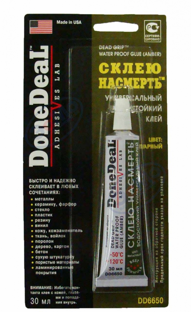 Клей водостойкий 30мл (Done Deal) DD6650 янтарный "Склею насмерть"